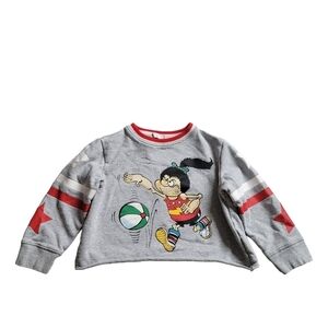 Kids Stella McCartney Size 5 Gray Cropped Graphic Sweatshirt Crewneck